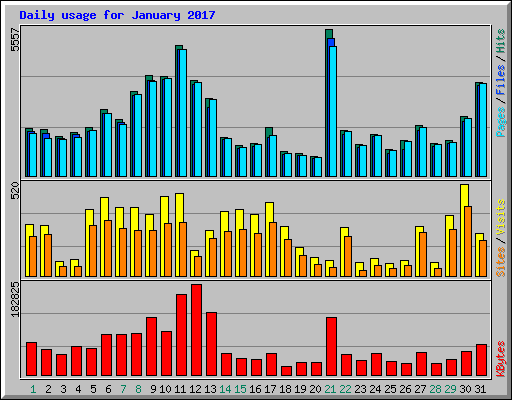 Daily usage for January 2017