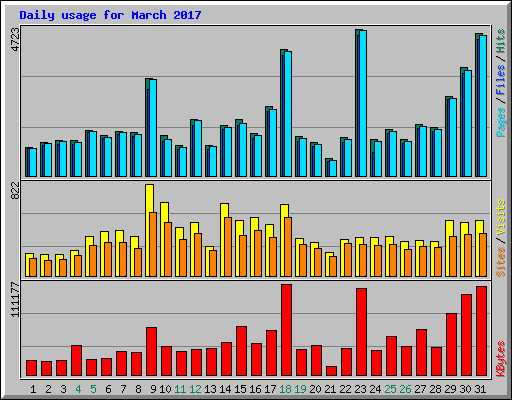 Daily usage for March 2017