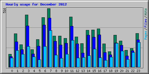 Hourly usage for December 2012