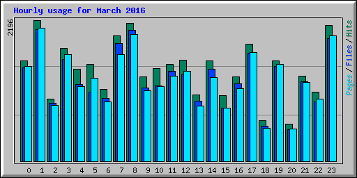 Hourly usage for March 2016